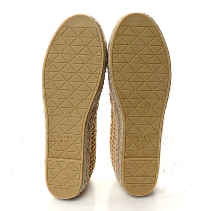 Prada Raffia Triangle Logo Crochet 20mm Espadrilles 40 Naturale 5 of 8