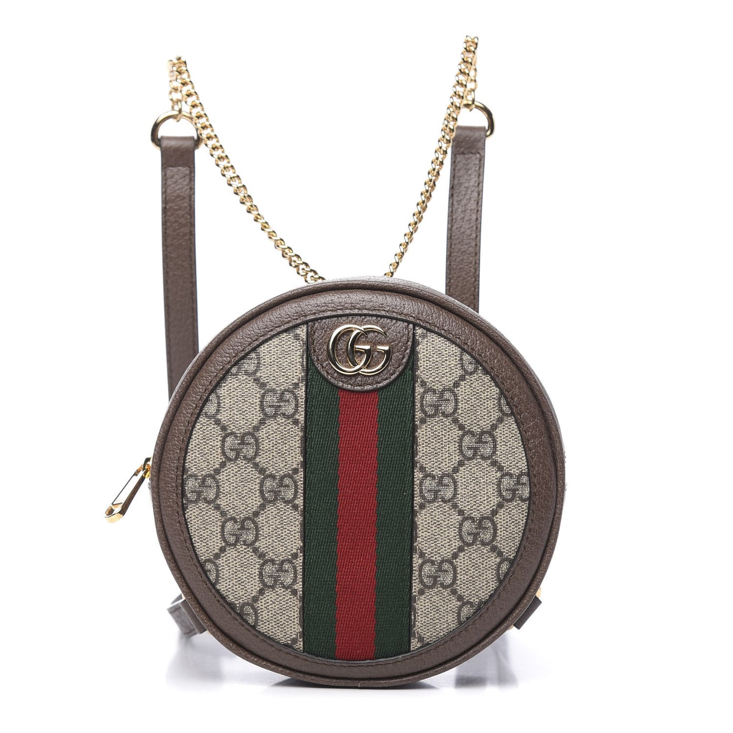 GG Supreme Monogram Web Mini Ophidia Round Backpack Brown
