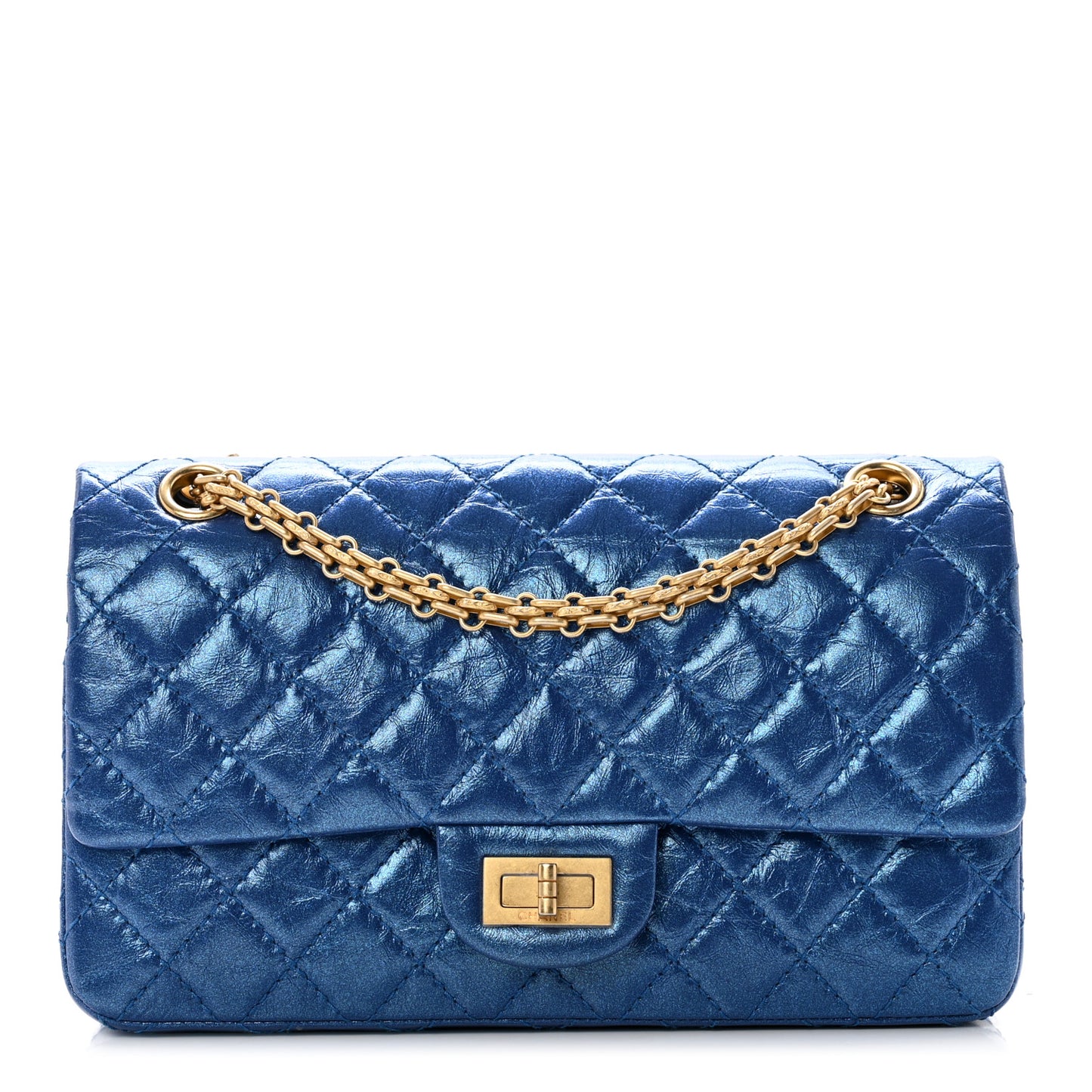 Metallic Calfskin Quilted 2.55 Reissue 225 Flap Blue