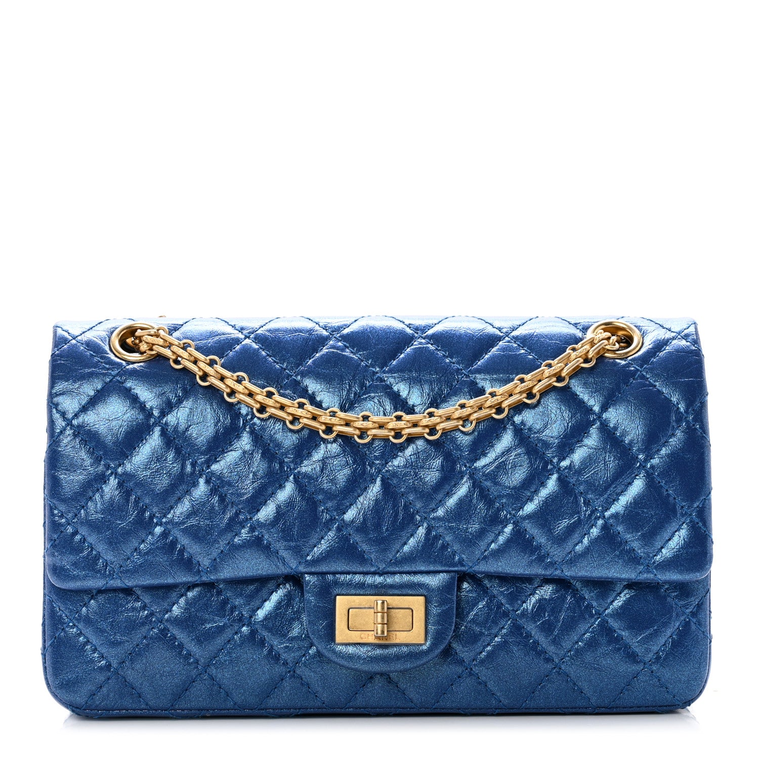 Chanel Metallic Calfskin Quilted 2.55 Reissue 225 Flap Blue 1 of 8