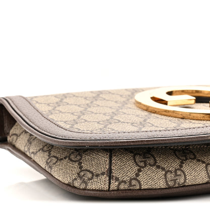 Gucci GG Supreme Monogram Textured Dollar Calfskin Blondie Chain Shoulder Flap Bag Beige Ebony New Acero 9 of 10