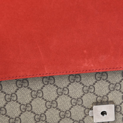 Gucci GG Supreme Monogram Suede Cudu Medium Dionysus Shoulder Bag Beige Ebony Vulcanic Red 12 of 13