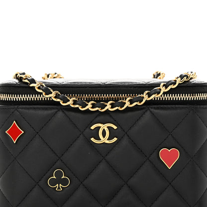 Chanel Lambskin Quilted Enamel Coco Casino Small Vanity Case With Chain Black 8 of 14