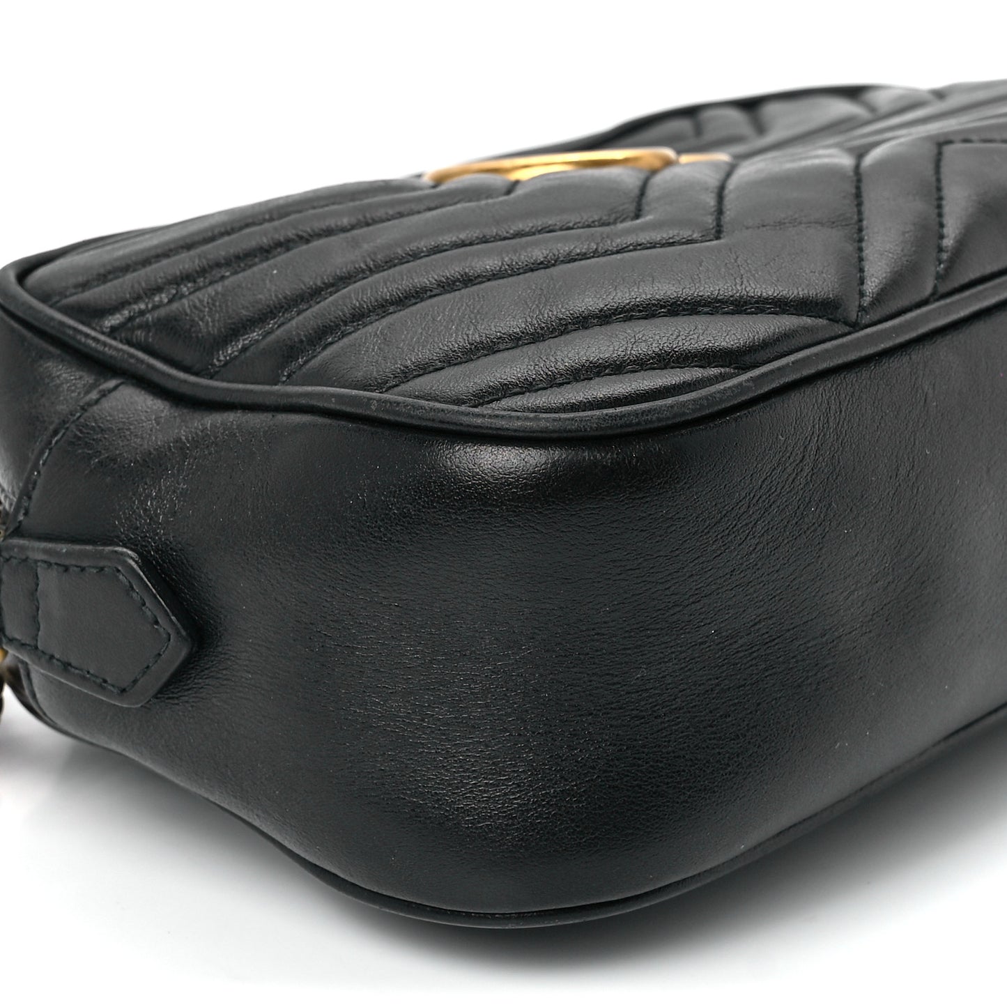 Calfskin Matelasse Small GG Marmont Chain Shoulder Bag Black