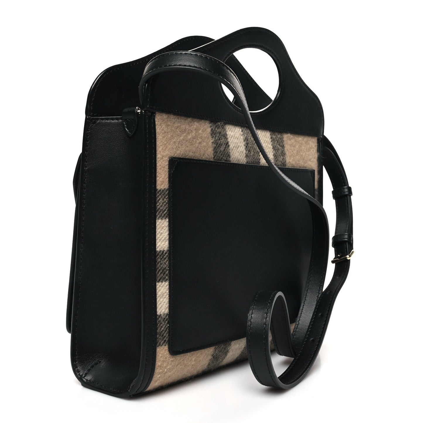 Smooth Calfskin Canvas Check Mini Pocket Bag Black