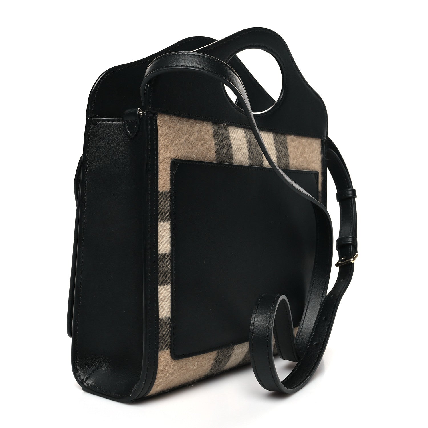 Burberry Smooth Calfskin Canvas Check Mini Pocket Bag Black 3 of 10