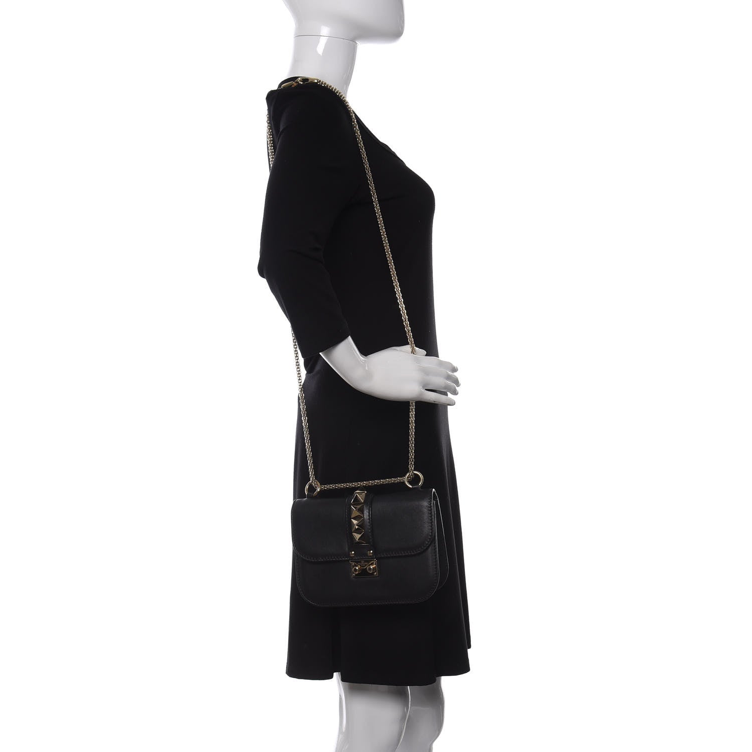 Valentino Garavani Vitello Small Glam Lock Rockstud Flap Black 2 of 8