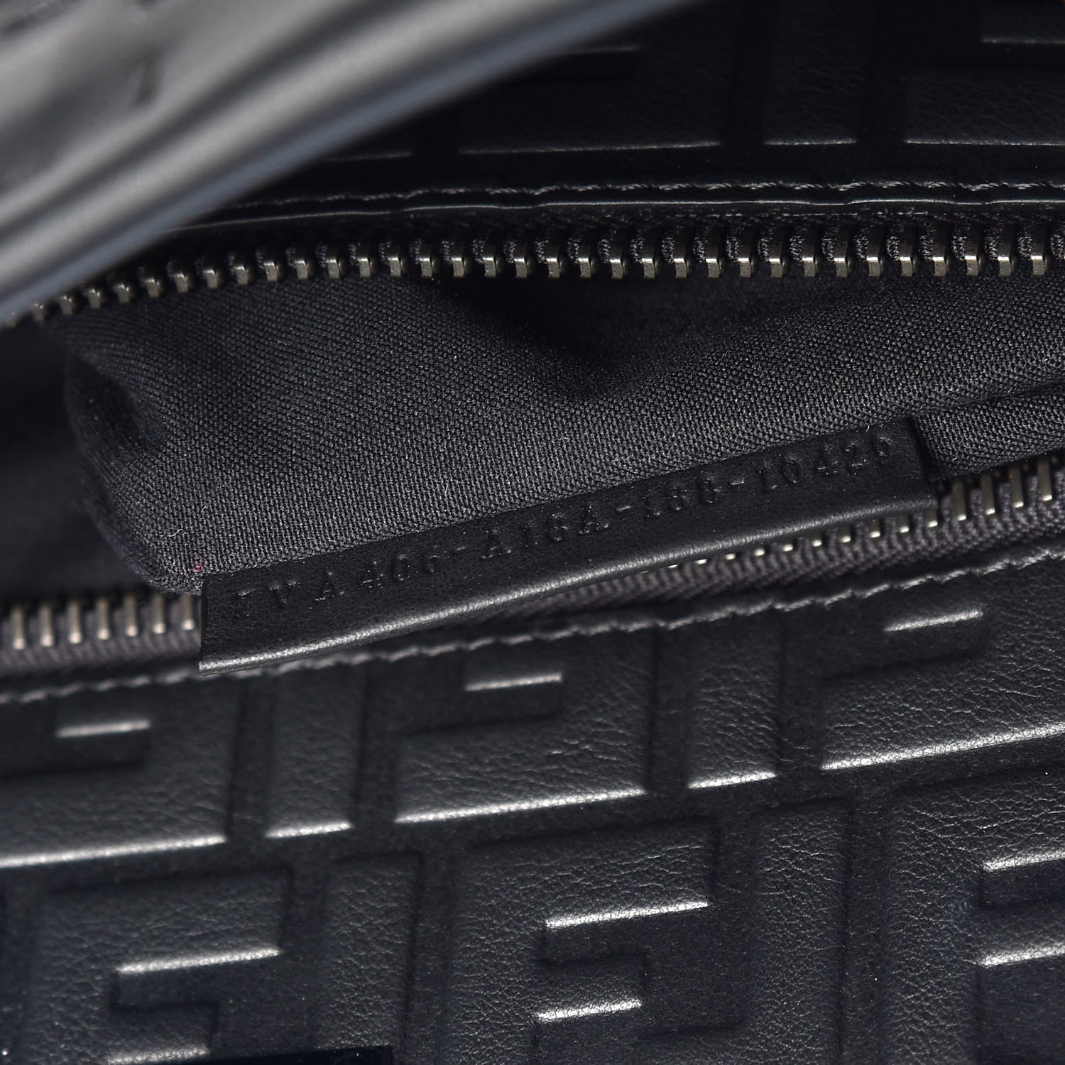 Fendi Vitello Grace FF 1974 Embossed Large Peekaboo Iconic Fit Satchel Black 8 of 8
