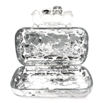 Alexander McQueen Plexi Mirror Sequin Skull Four Ring Clutch Silver 5 of 9