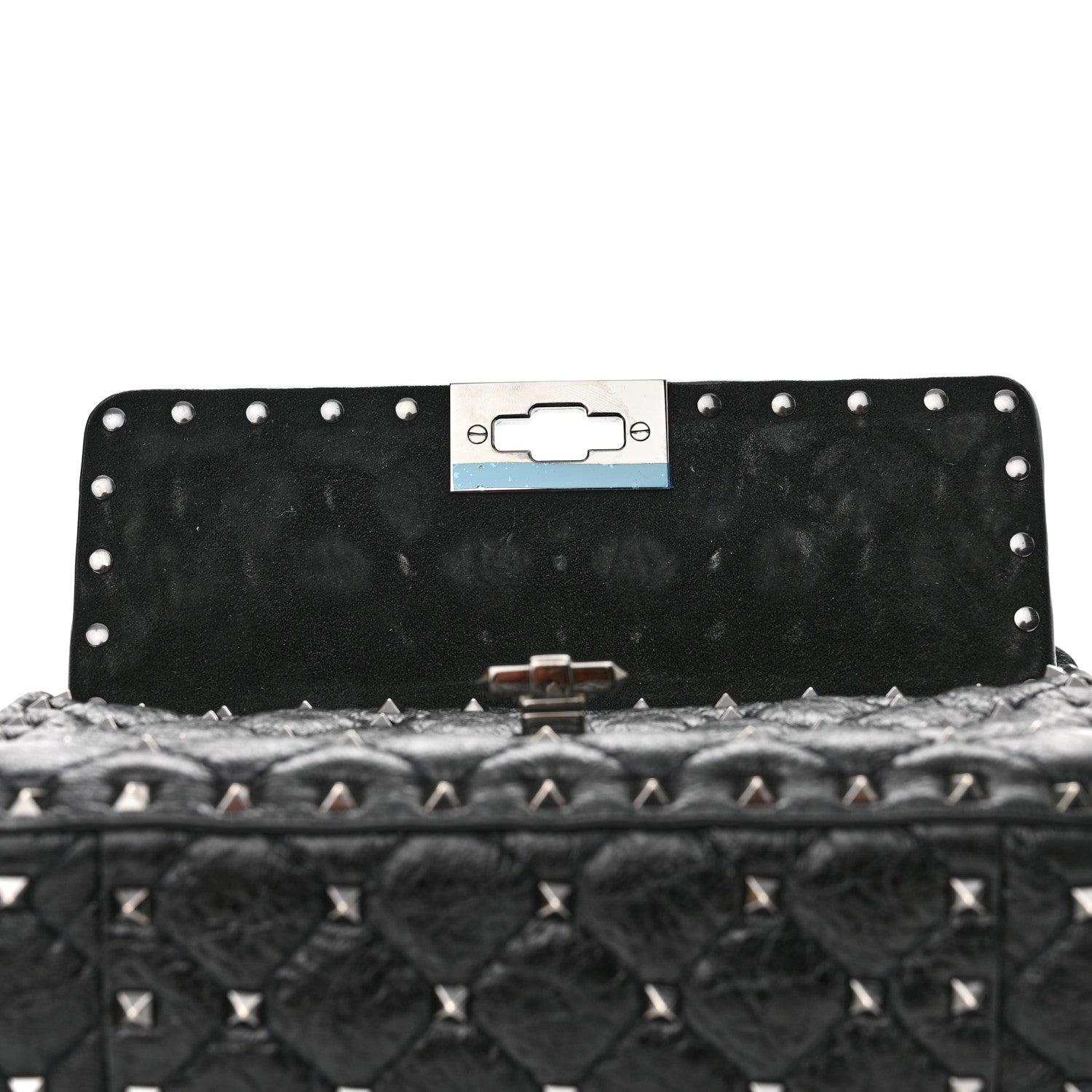 Valentino Garavani Craquele Nappa Small Rockstud Spike Shoulder Bag Black 11 of 11
