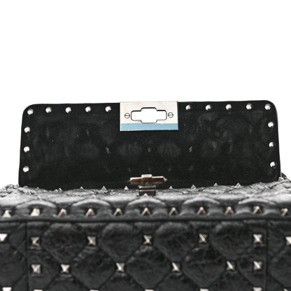 Valentino Garavani Craquele Nappa Small Rockstud Spike Shoulder Bag Black 11 of 11