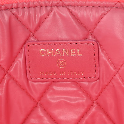 Chanel Lambskin Quilted Charms Large Cosmetic Case  Dark Pink 6 of 11