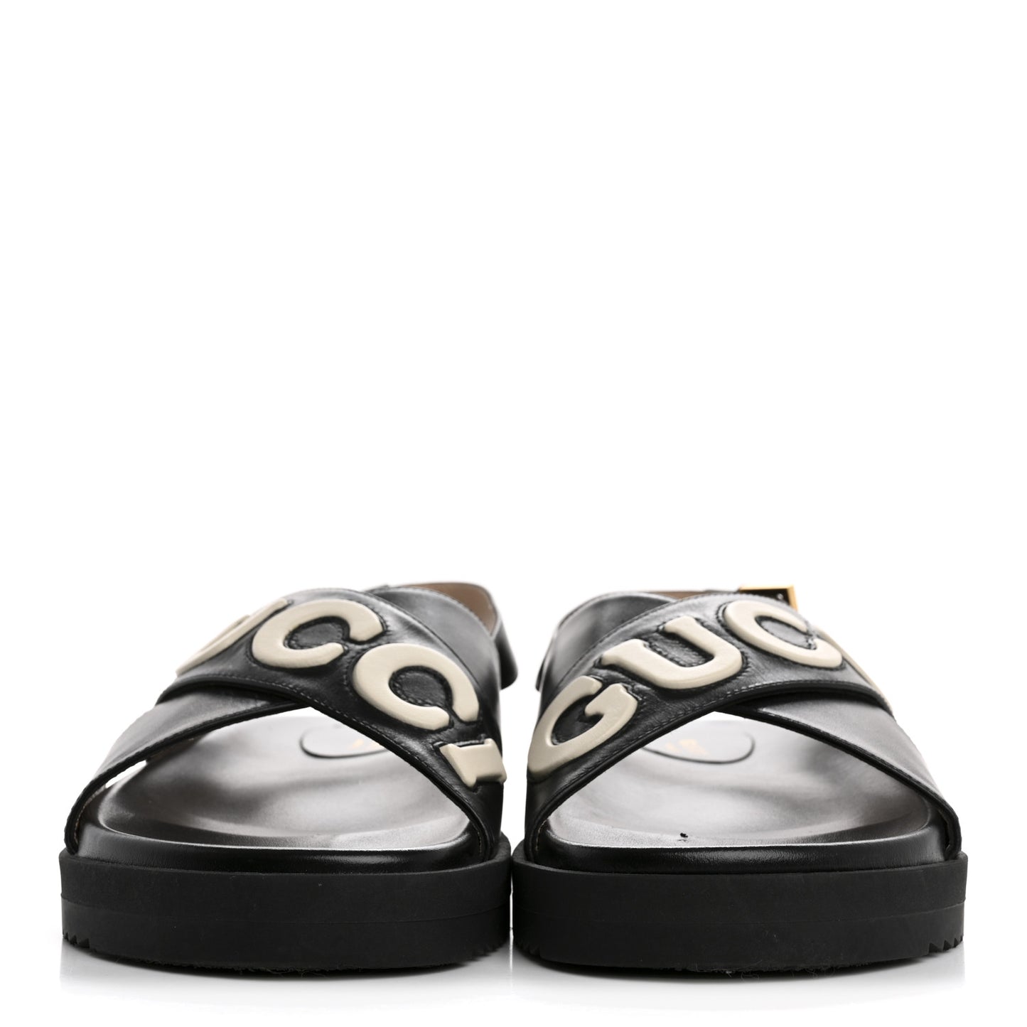 Logo Calfskin Slingback Sandals 38.5 Black