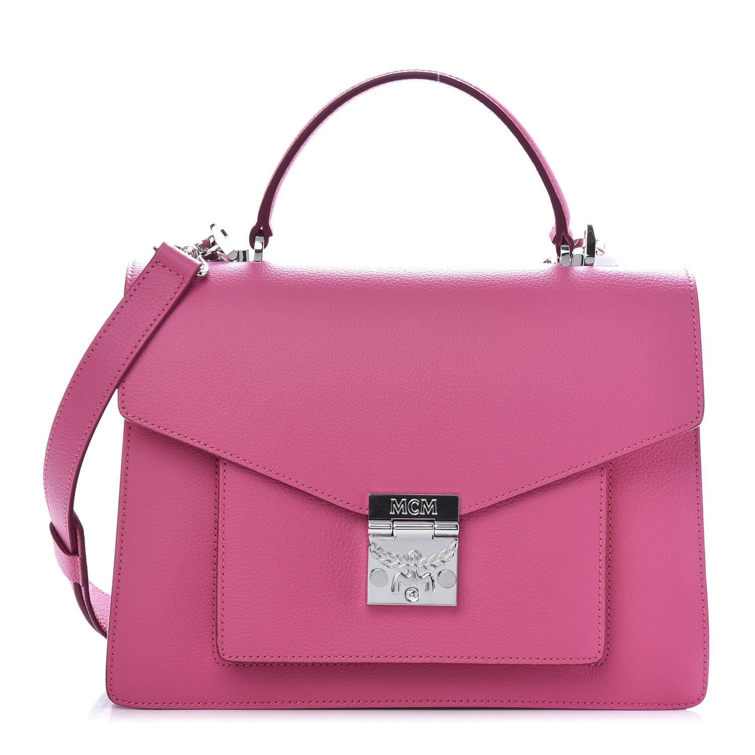 MCM Grained Calfskin Medium Patricia Park Avenue Satchel Sugar Pink 1 of 10