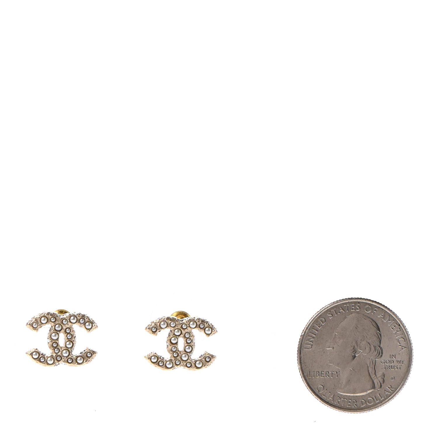 Chanel Pearl Crystal CC Earrings Light Gold 2 of 4