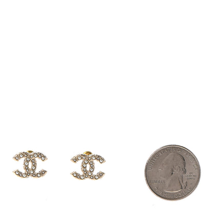 Chanel Pearl Crystal CC Earrings Light Gold 2 of 4