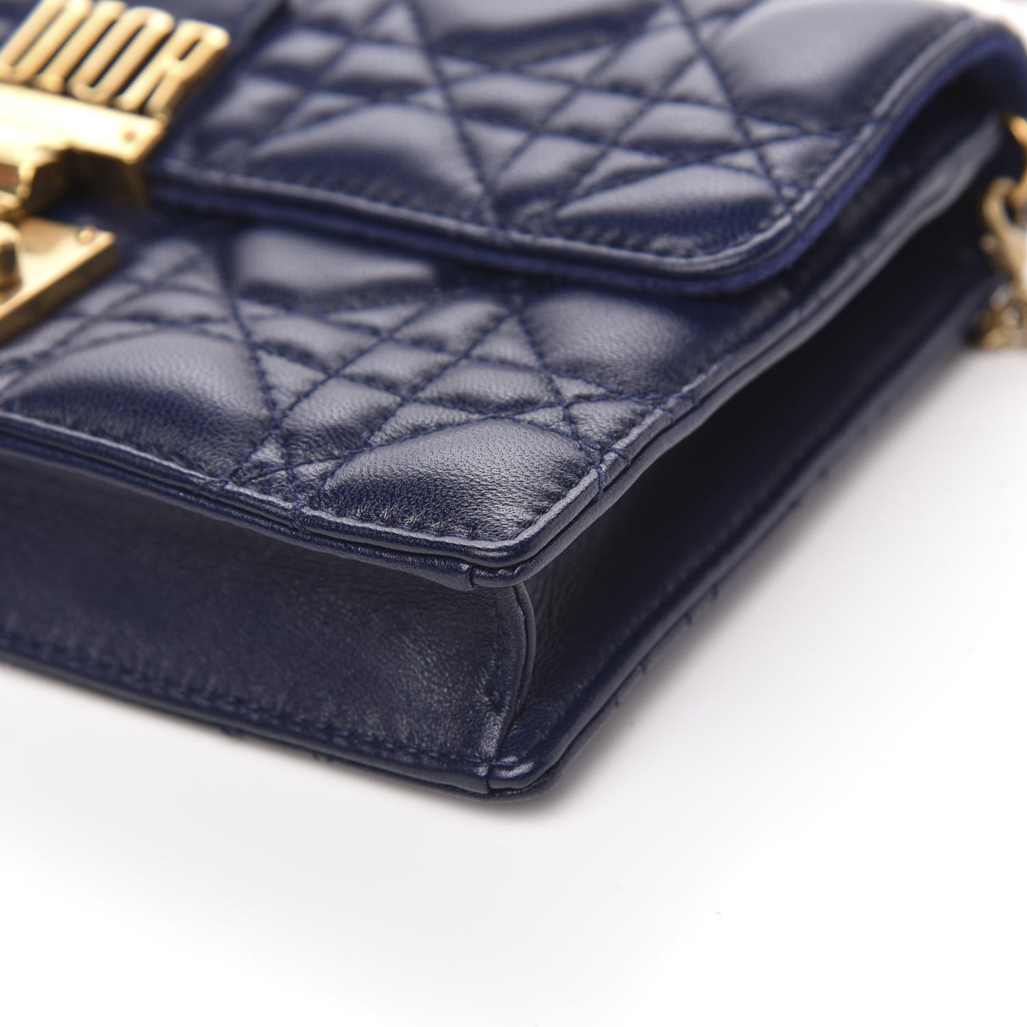 Lambskin Cannage Dioraddict Wallet on Chain Clutch Navy