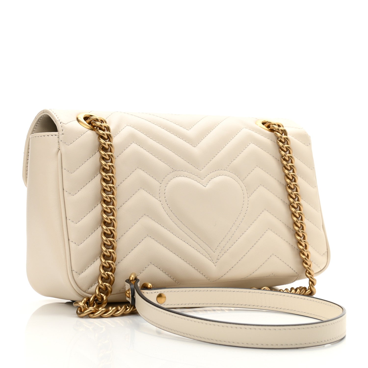 Gucci Calfskin Matelasse Small GG Marmont Shoulder Bag White 3 of 11