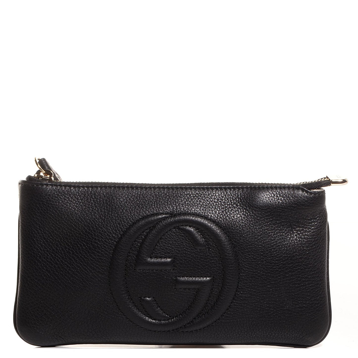 Pebbled Calfskin Soho Wristlet Black