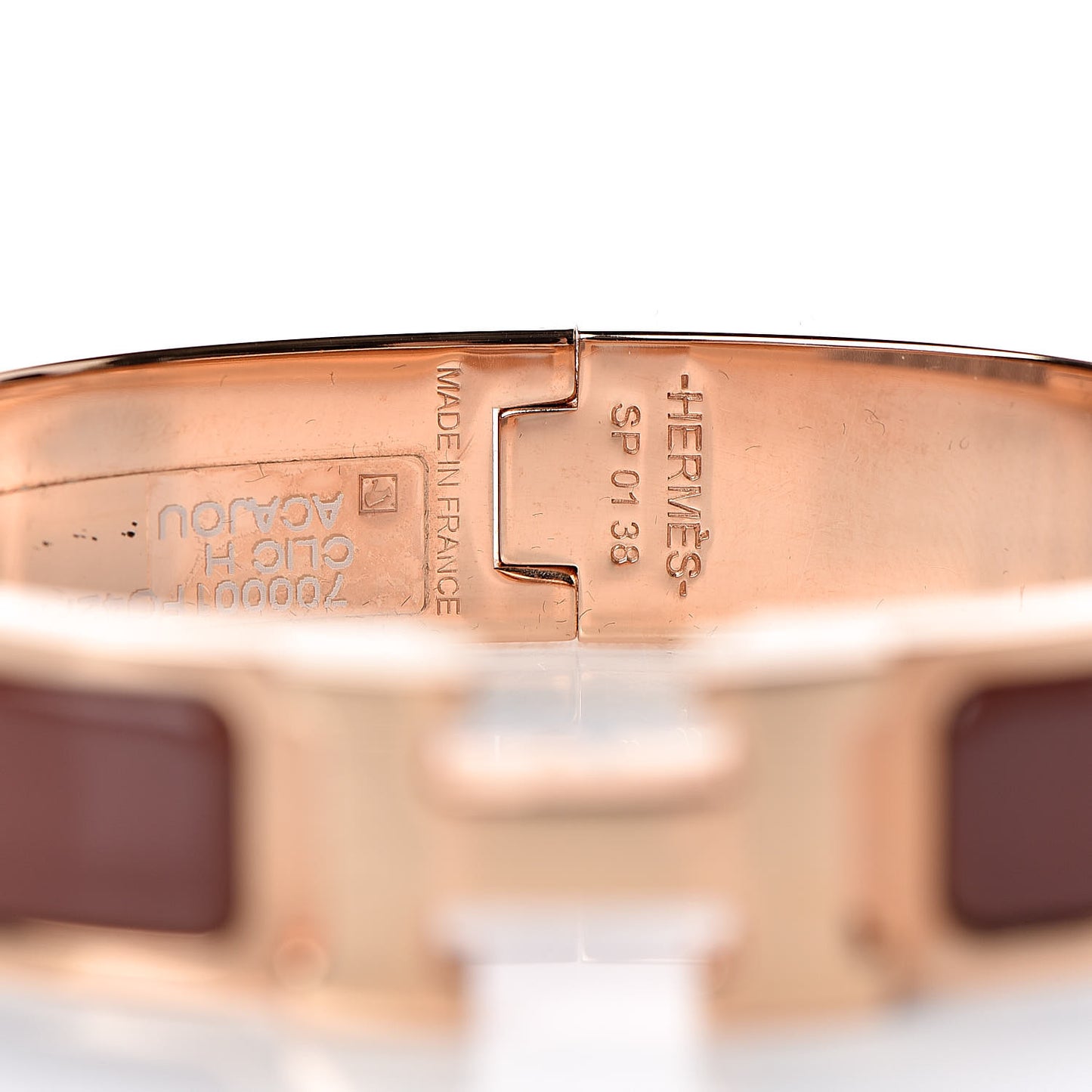 Enamel Narrow Clic Clac H Bracelet PM Acajou