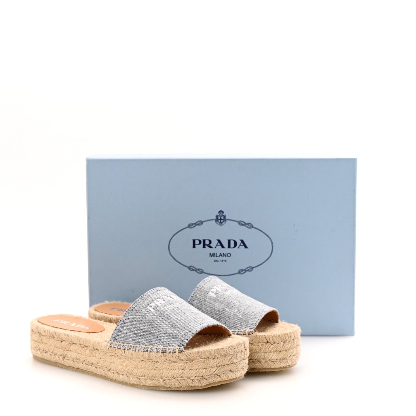 Canvas Logo Espadrille Platform Sandals 38 Blue