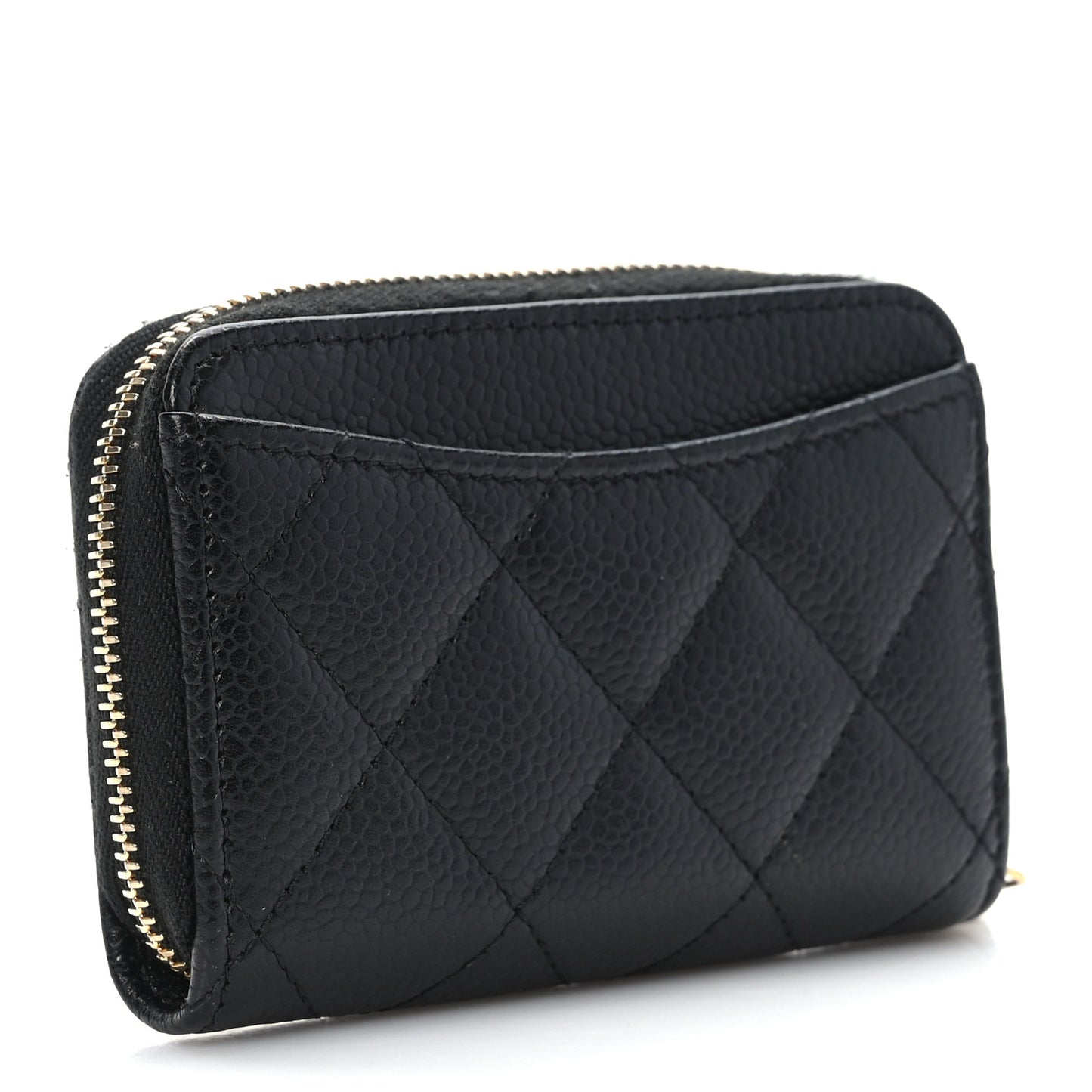 Caviar Quilted Zip Coin Purse Black