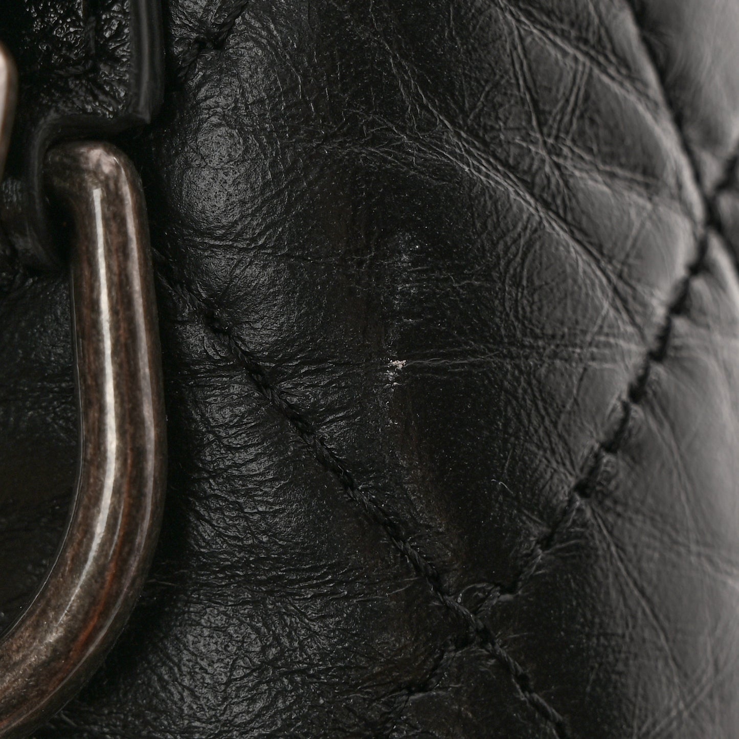 Aged Calfskin Quilted Small Gabrielle Hobo Black