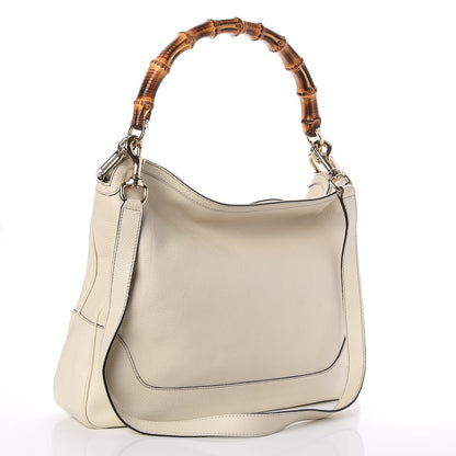 Gucci Pebbled Calfskin Medium Diana Bamboo Shoulder Bag Off White 3 of 7