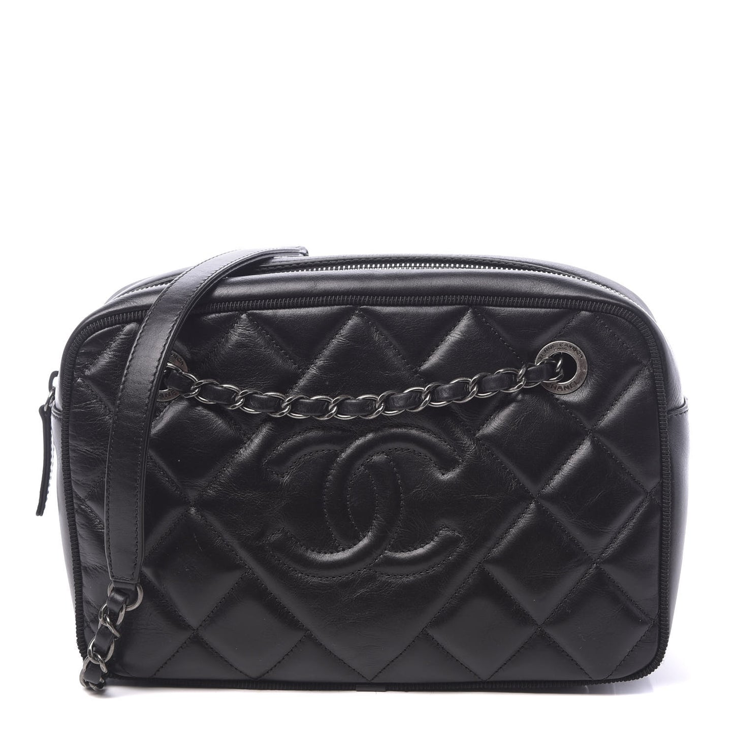 Calfskin Quilted Small Ballerine Camera Case Black