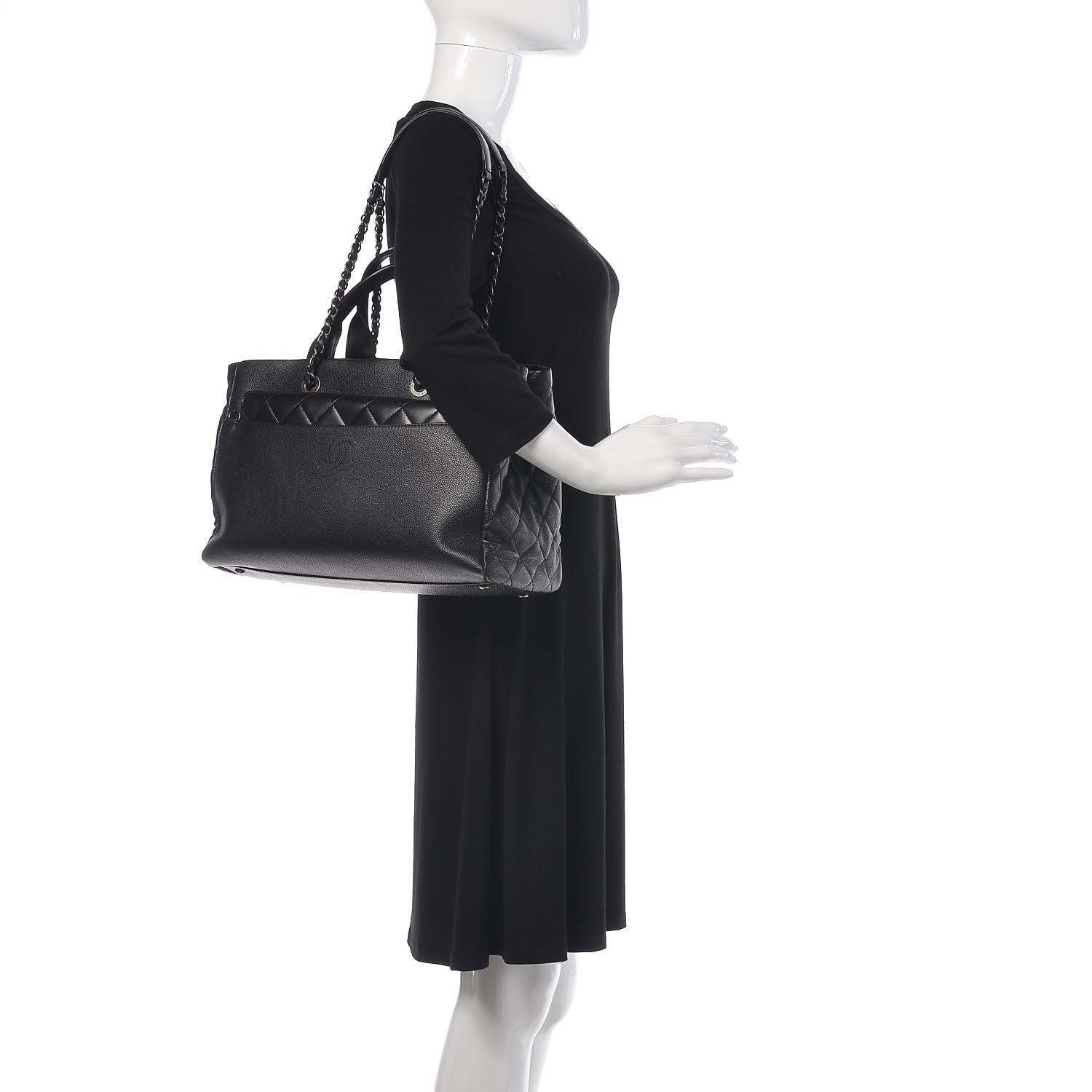 Chanel Caviar Lambskin Quilted Large Coco Break Shopping Bag Black 2 of 13