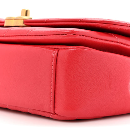 Chanel Lambskin Chevron Quilted Gold Top Handle Flap Bag Red 10 of 11