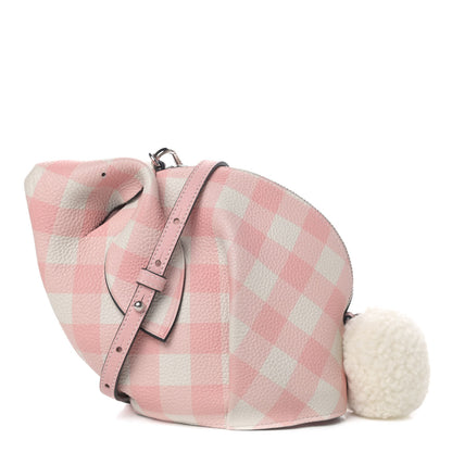 Loewe Calfskin Shearling Gingham Mini Bunny Crossbody Bag Pink 1 of 4