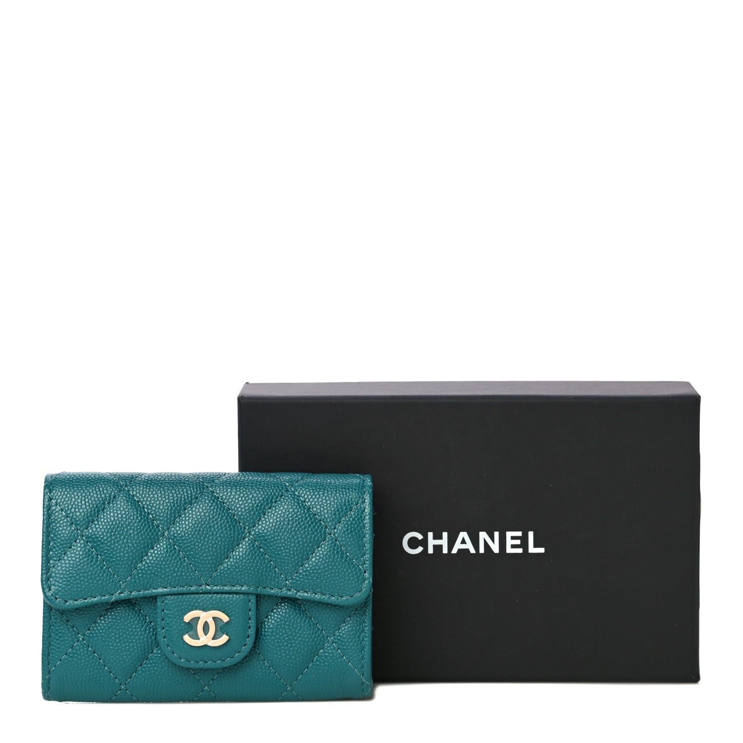 Chanel Caviar Quilted Flap Card Holder Wallet Turquoise 11 of 11