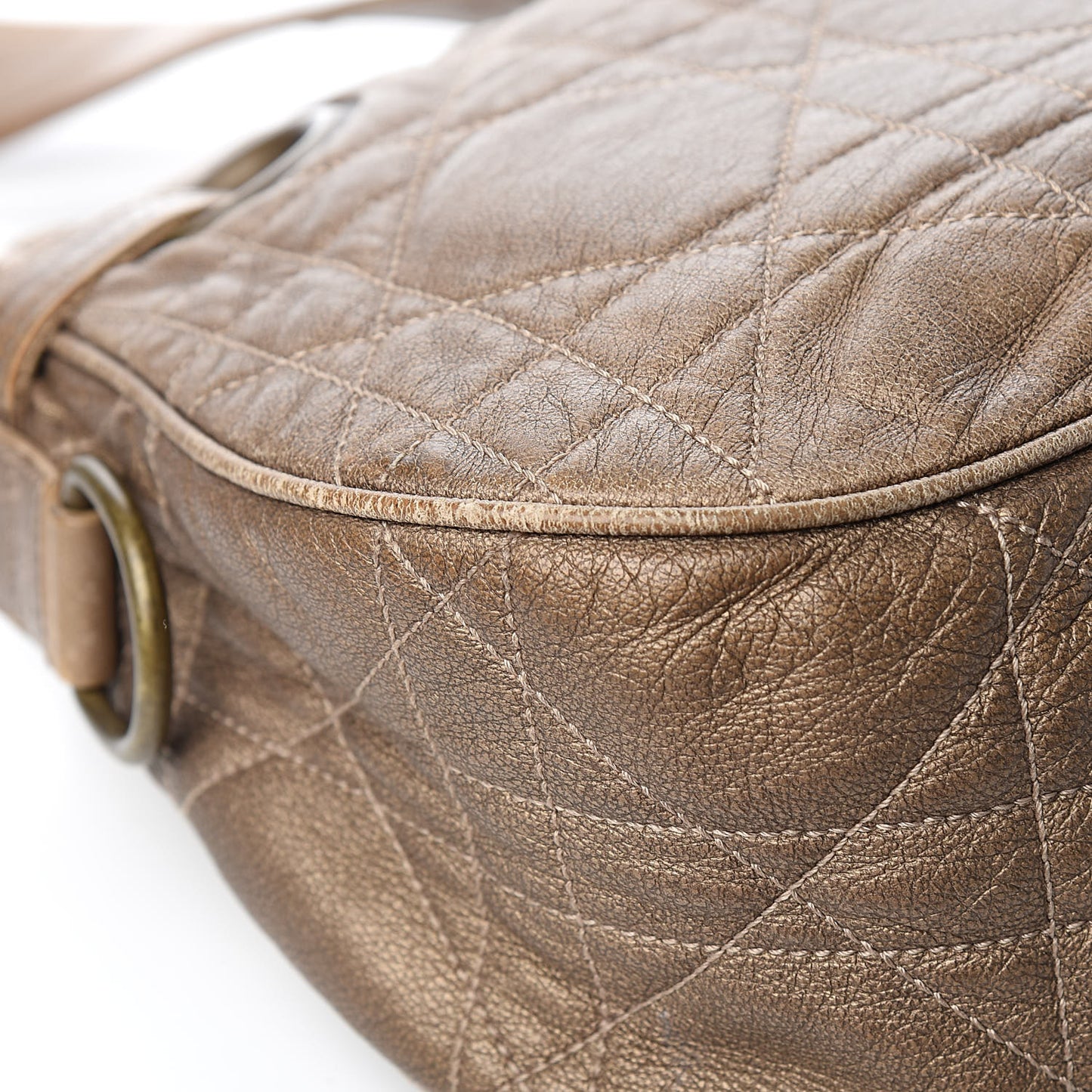 Lambskin Cannage Shoulder Bag Bronze