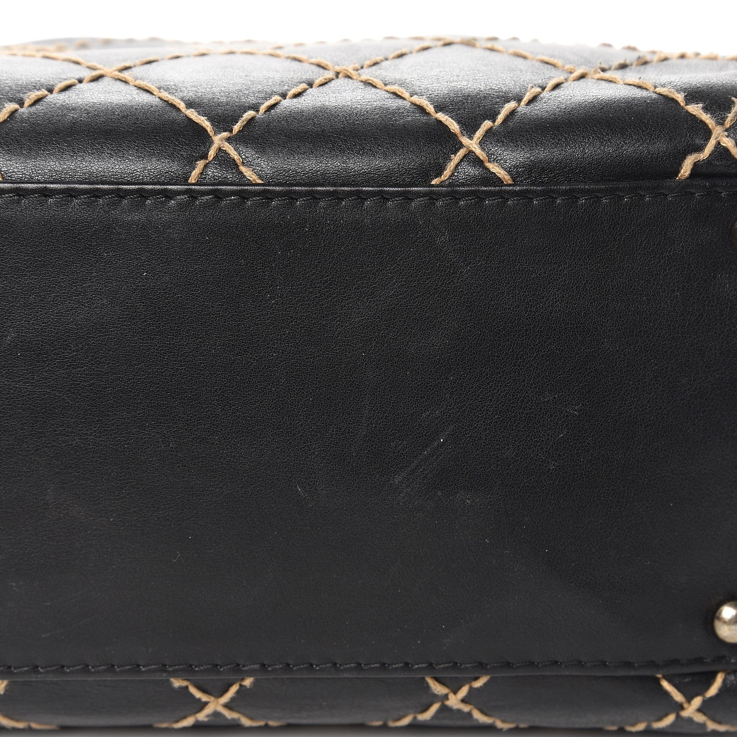 Chanel Calfskin Wild Stitch Top Handle Bag Black 10 of 14