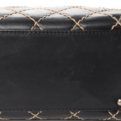 Chanel Calfskin Wild Stitch Top Handle Bag Black 10 of 14