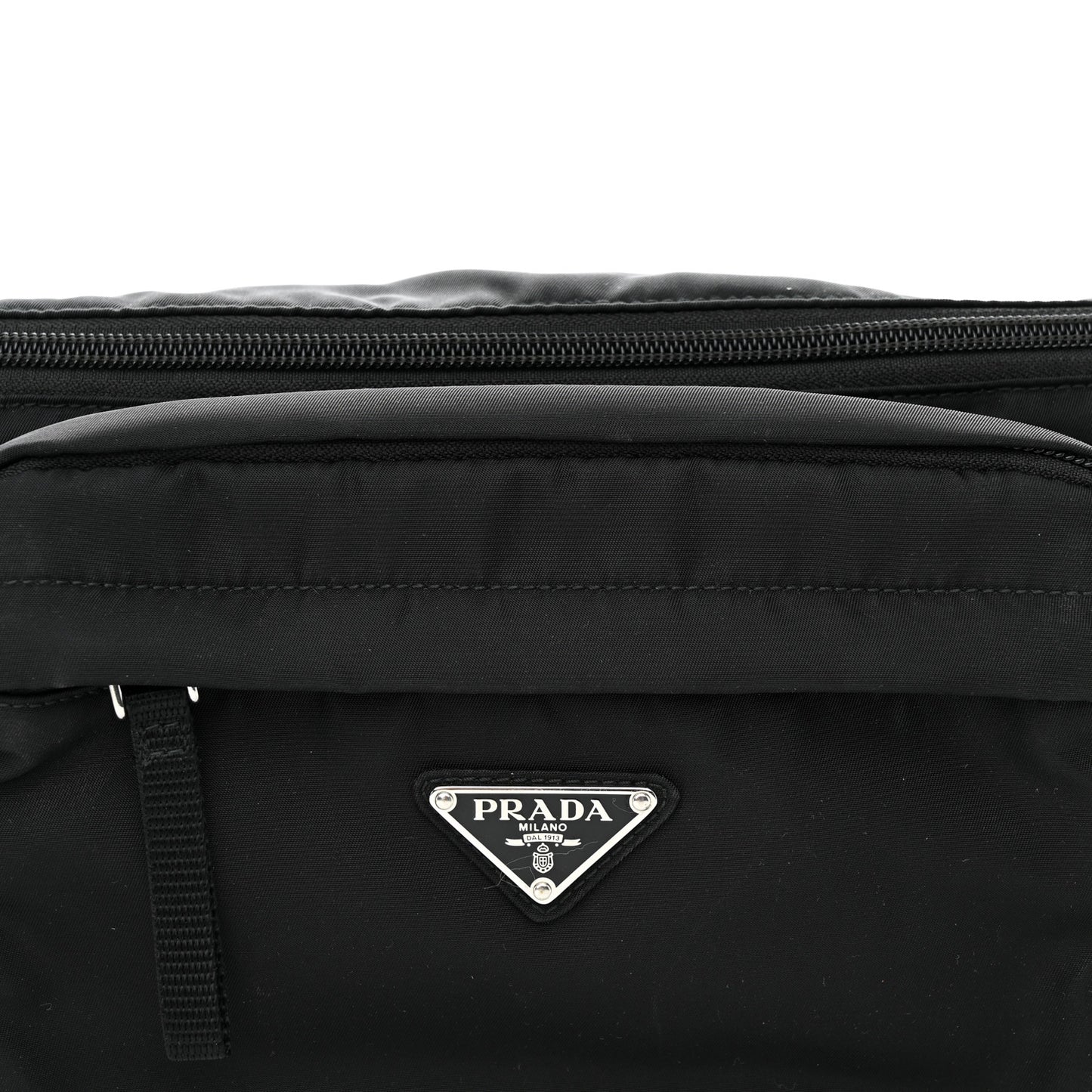 Tessuto Nylon Double Pocket Belt Bag Black