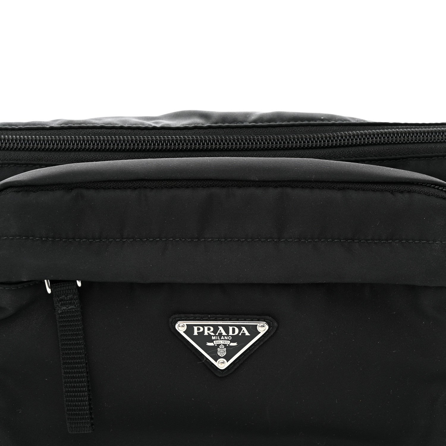 Prada Tessuto Nylon Double Pocket Belt Bag Black 10 of 15