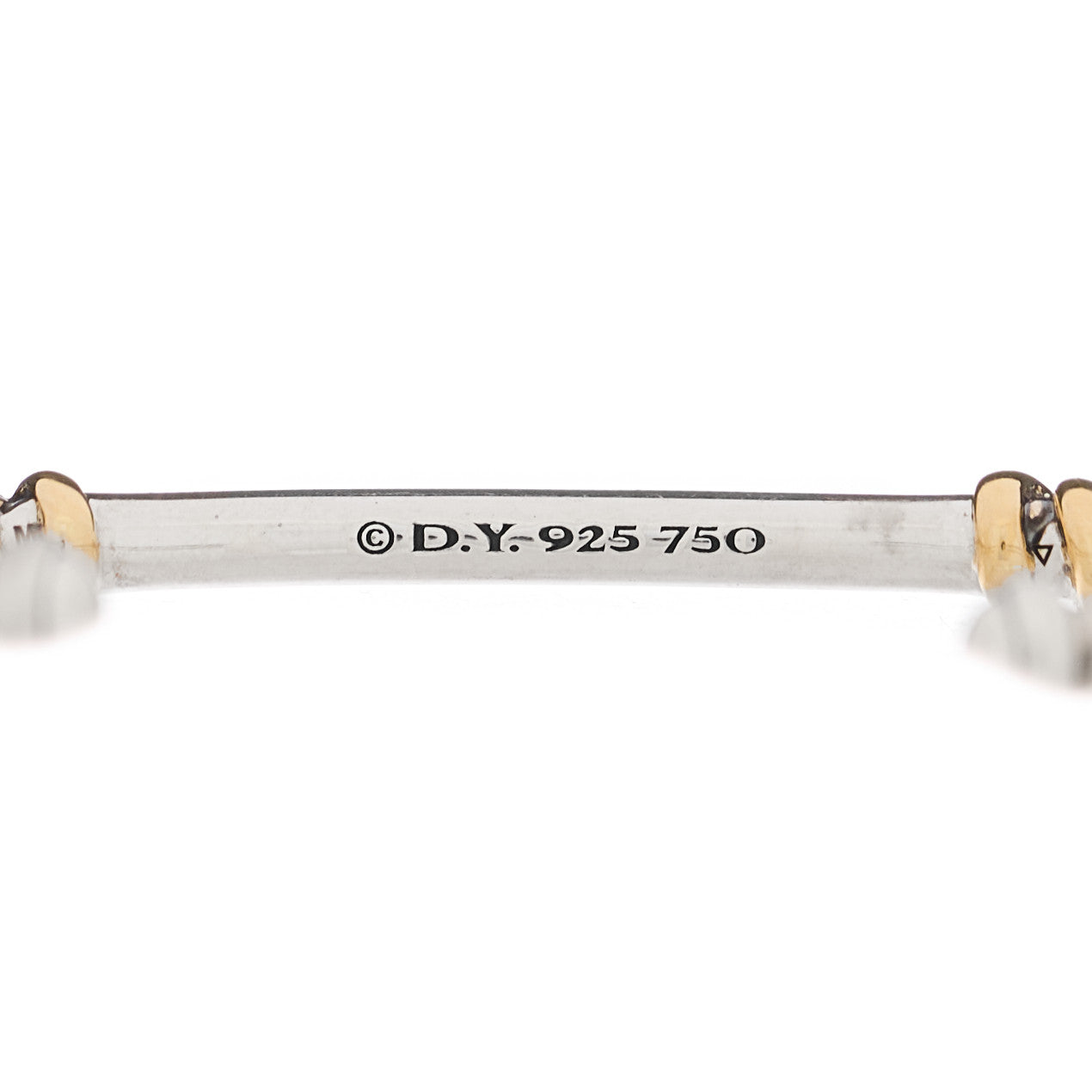 David Yurman Sterling Silver 18K Yellow Gold Diamond Helena Cuff Station Bracelet 3 of 3