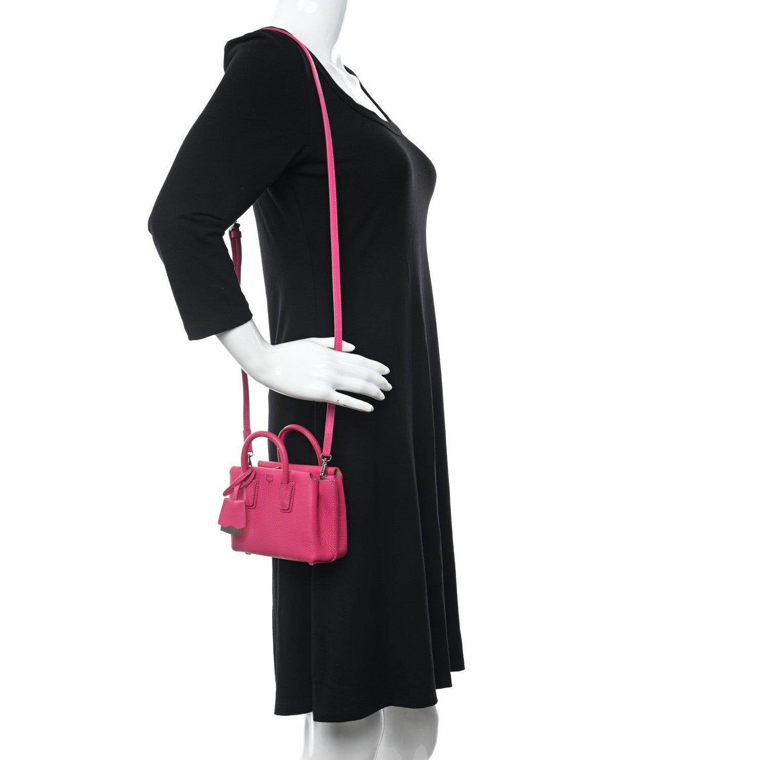 ミィ MCM Grained Calfskin X-Mini Milla Tote Beetroot Pink 1162364