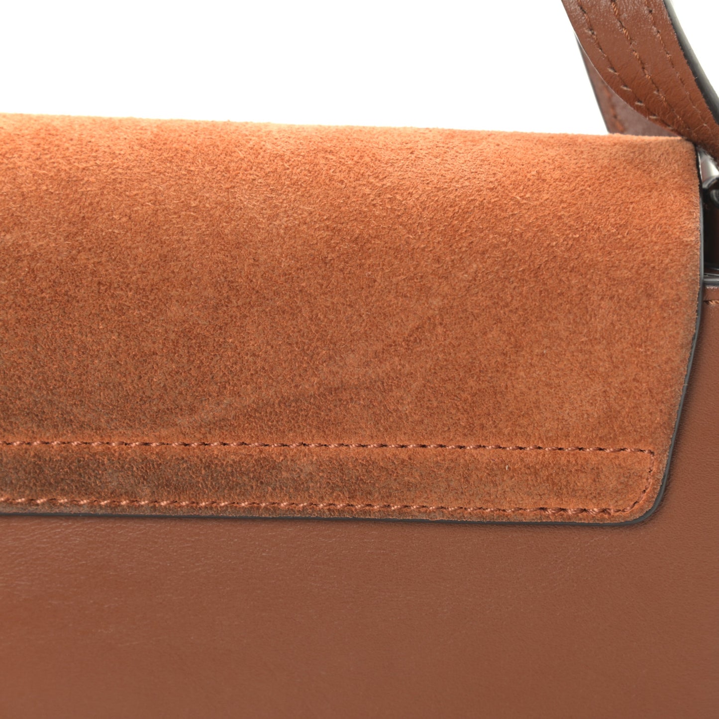 Suede Calfskin Small Faye Shoulder Bag Tobacco