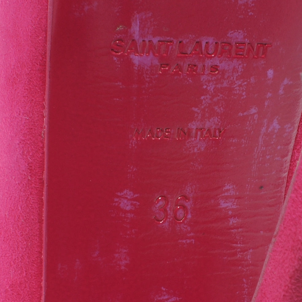 Suede Patent Leather Tribute Two Platform Pumps Heels 36 Fuchsia