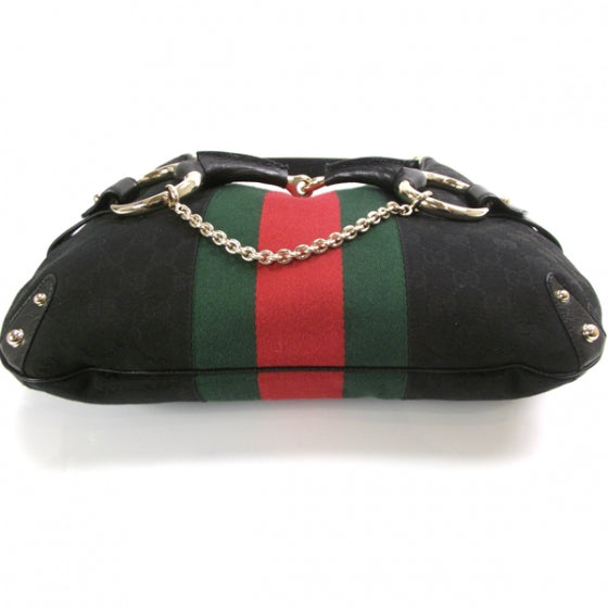 Gucci Monogram Large Horsebit Web Hobo Black 4 of 10