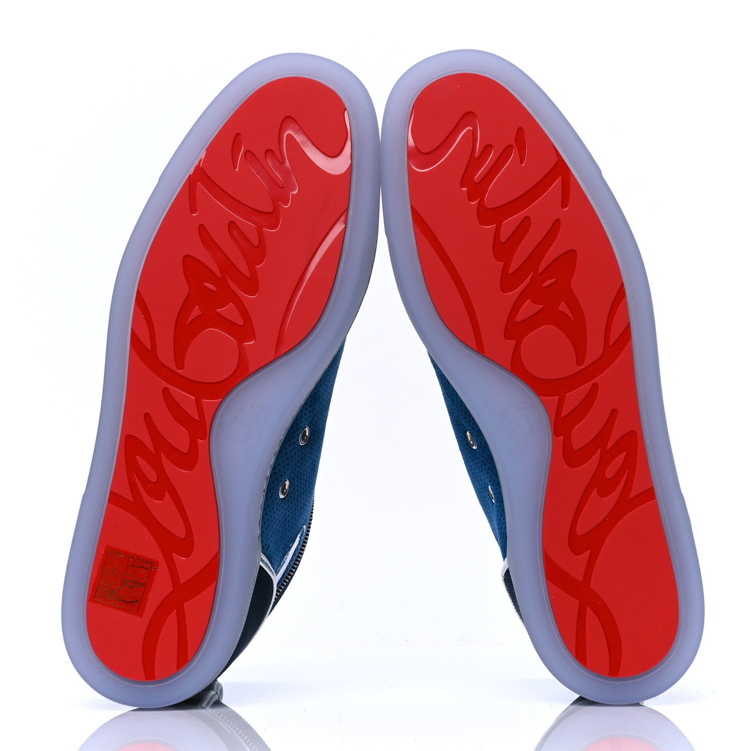 Christian Louboutin Suede Patent Perforated Mens Fun Louis Flat Sneakers 42.5 Blue 4 of 4