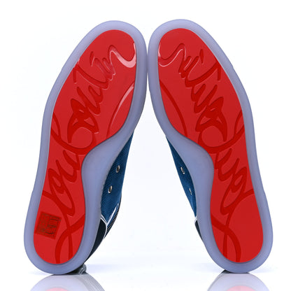 Christian Louboutin Suede Patent Perforated Mens Fun Louis Flat Sneakers 42.5 Blue 4 of 4