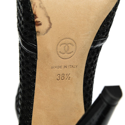 Chanel Mesh CC Peep Toe Ankle Boots 38.5 Black 5 of 7