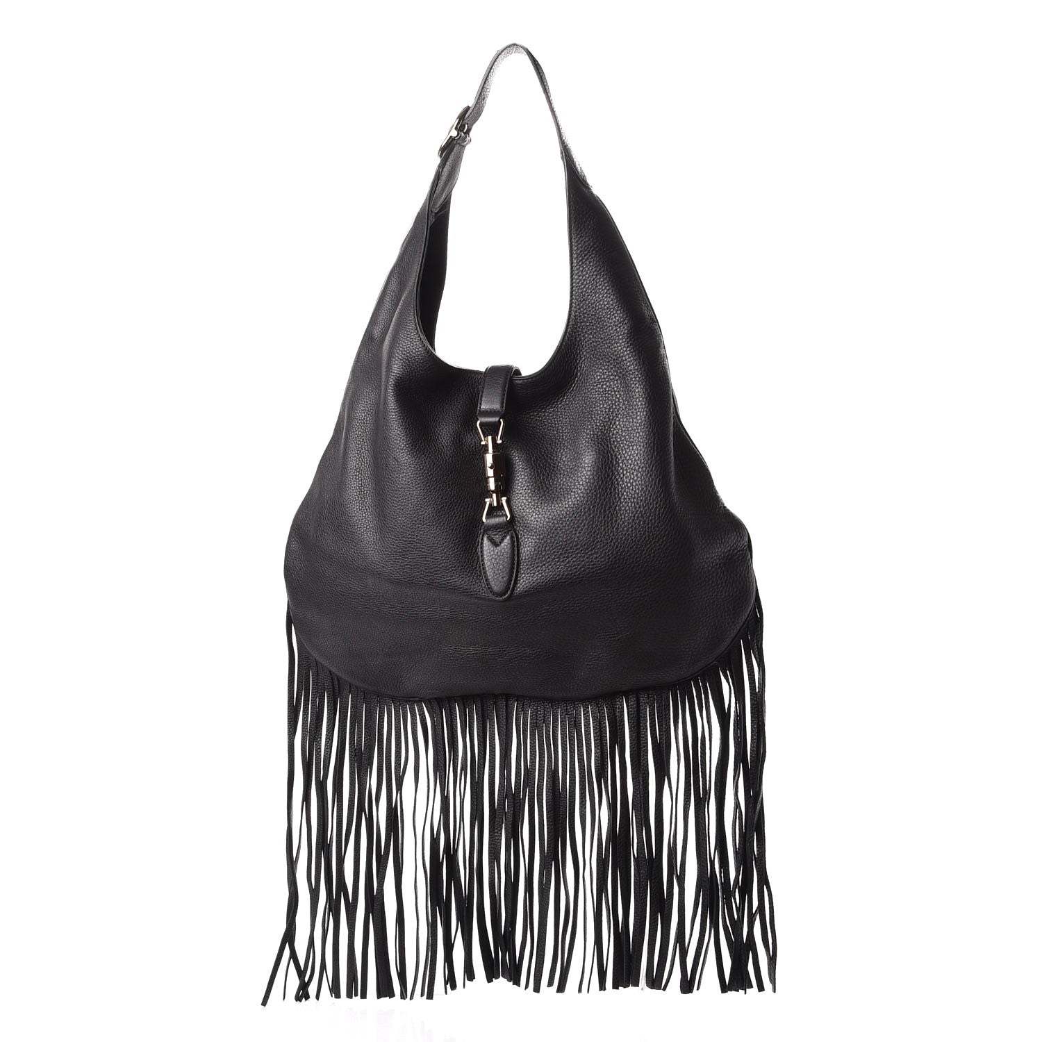 Gucci Cellarius Large New Jackie Nouveau Fringe Hobo Black 1 of 7