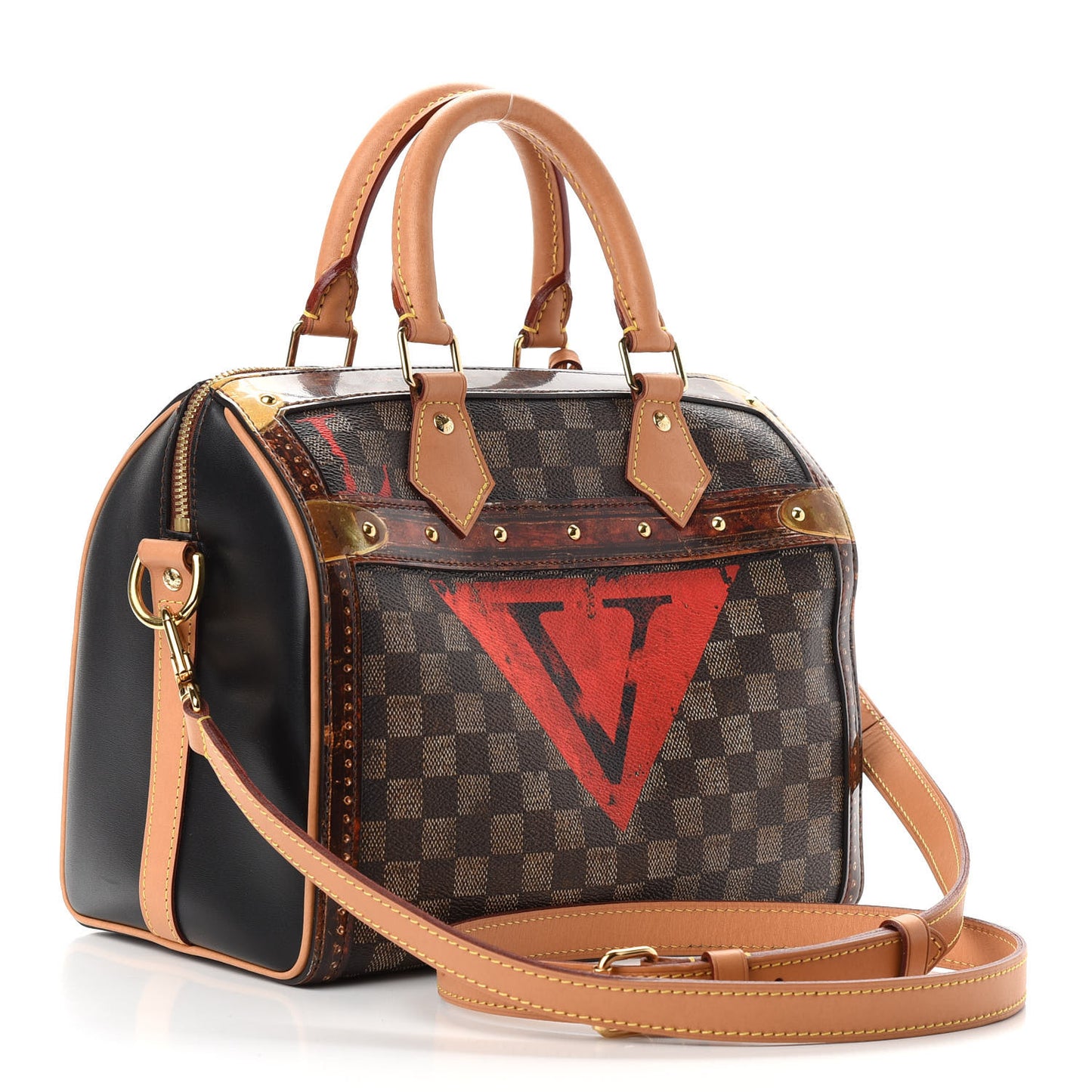 Transformed Damier Ebene Time Trunk Speedy Bandouliere 25 Black