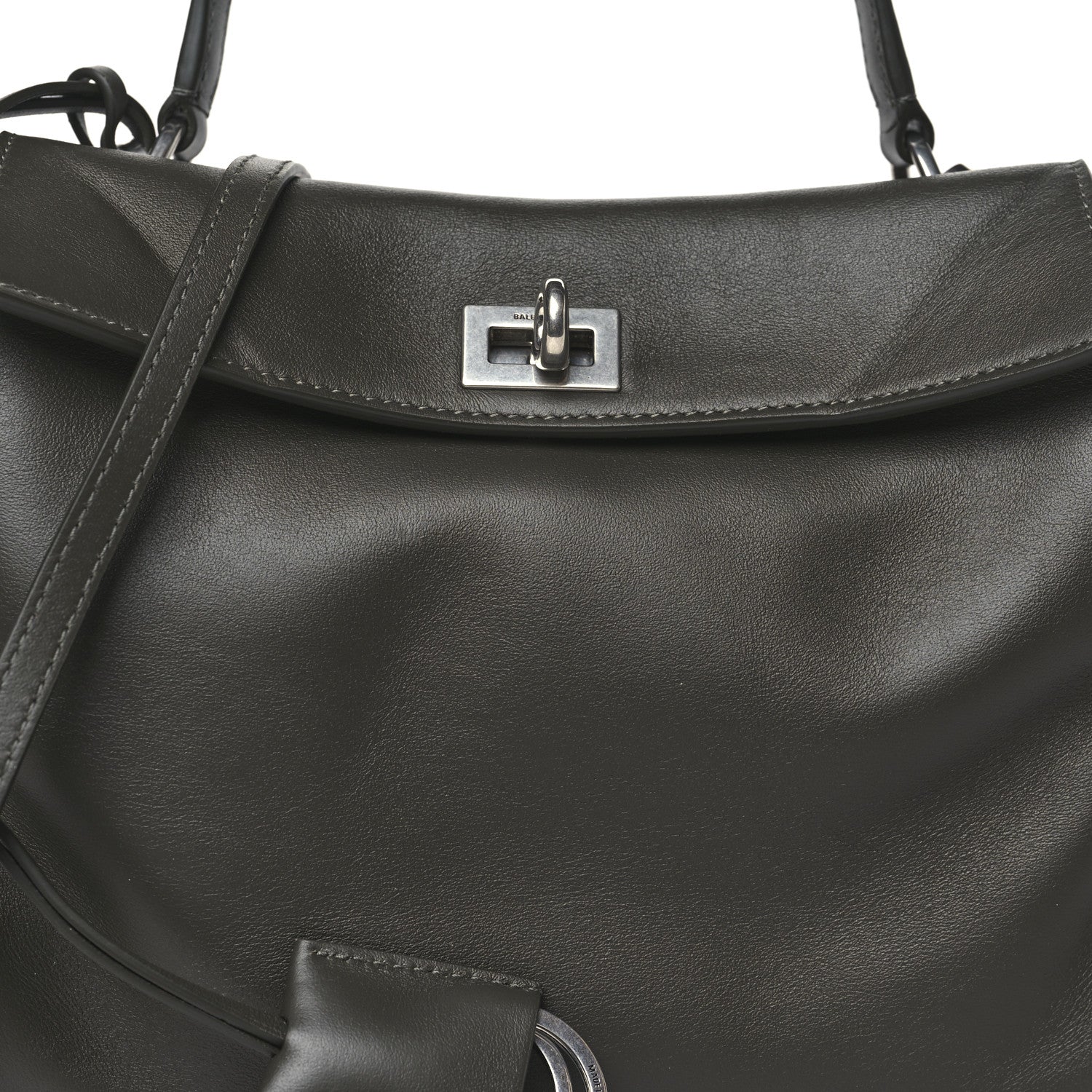 Balenciaga Natural Smooth Calfskin Mini Rodeo Top Handle Handbag Grey 8 of 10