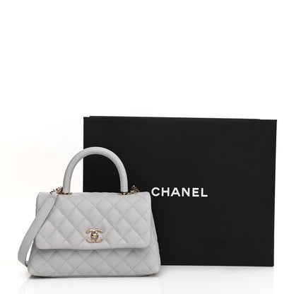 Chanel Caviar Quilted Mini Coco Handle Flap Light Grey 21 of 21